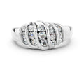 Round Moissanite Multi-Row Crossover Band in Silver with Polished Curves