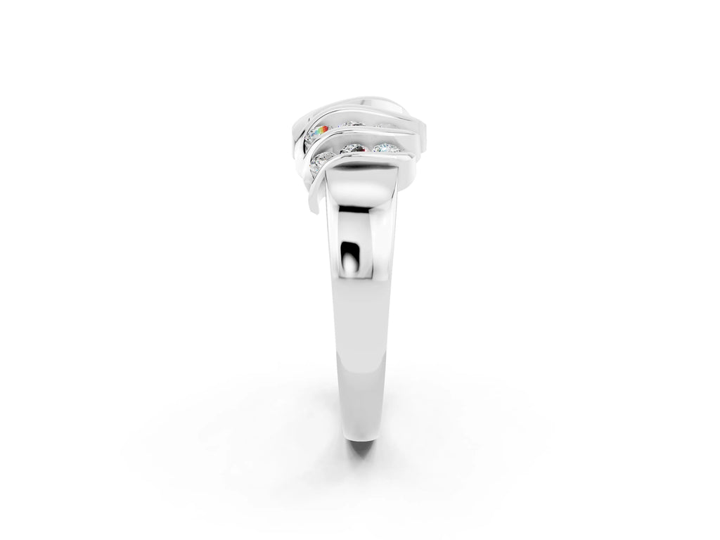 Round Moissanite Multi-Row Crossover Band in Silver with Polished Curves