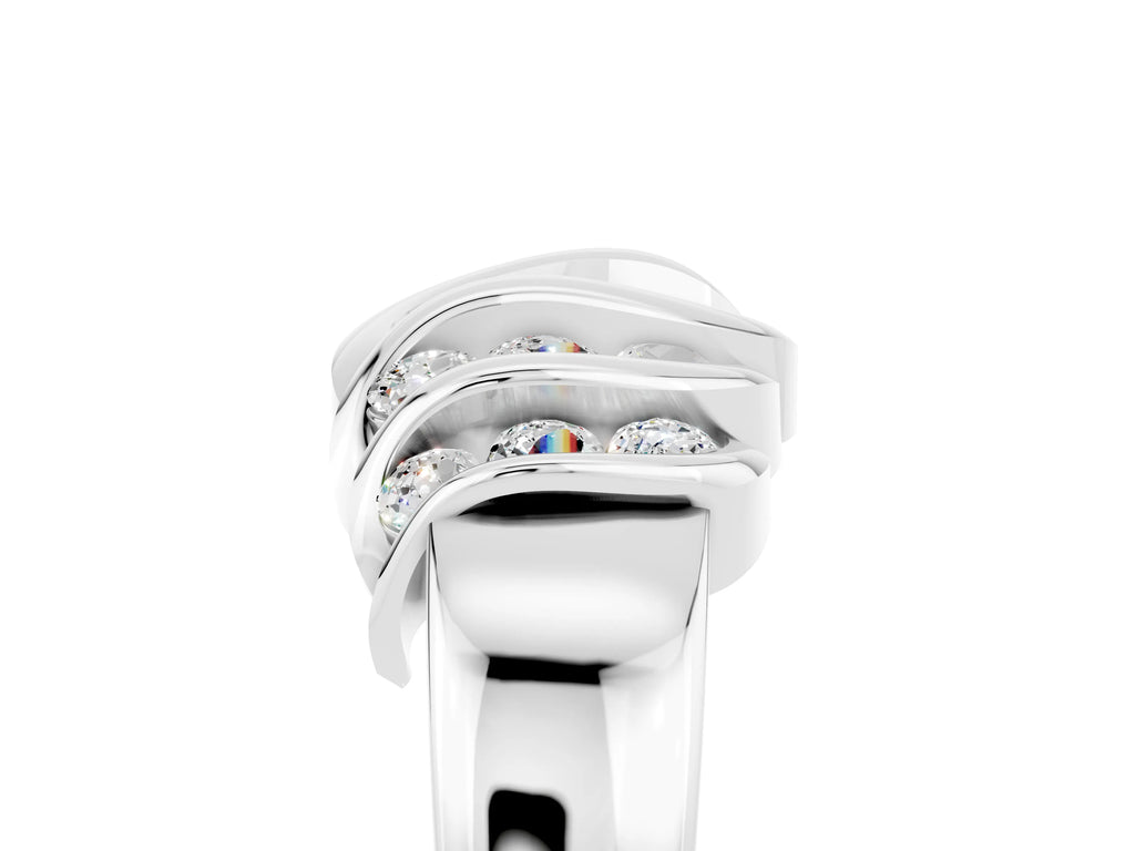 Round Moissanite Multi-Row Crossover Band in Silver with Polished Curves