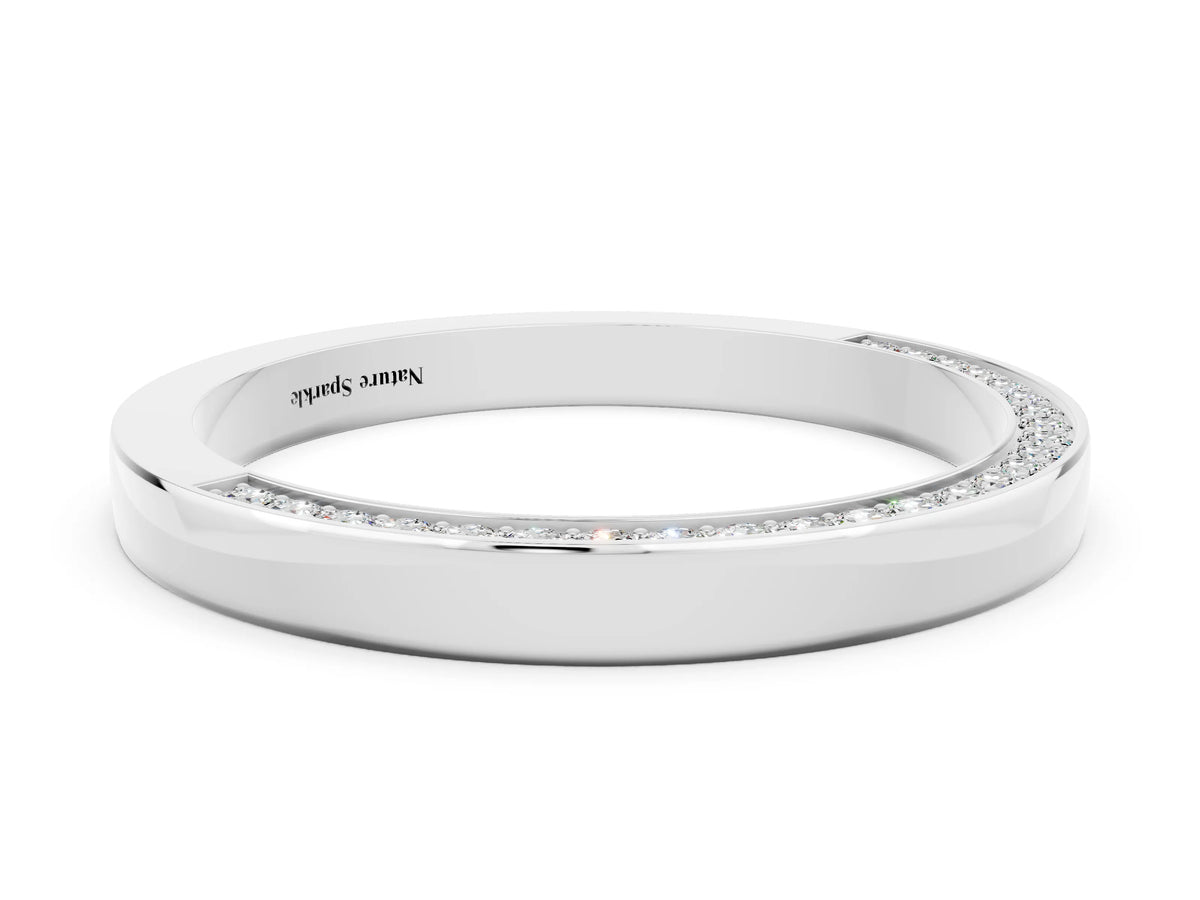 Round Moissanite Pavé Band in Silver with Channel Setting