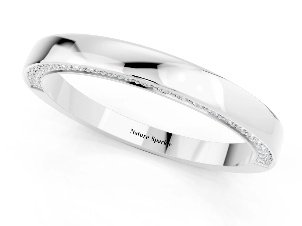 Round Moissanite Pavé Band in Silver with Channel Setting
