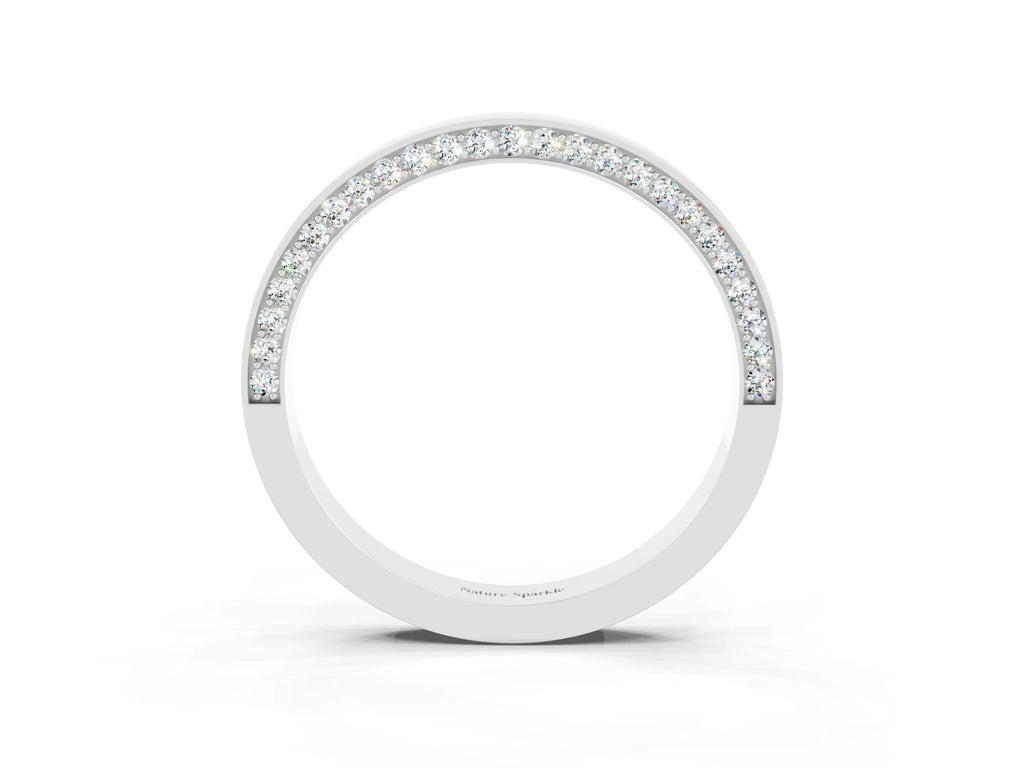 Round Moissanite Pavé Band in Silver with Channel Setting