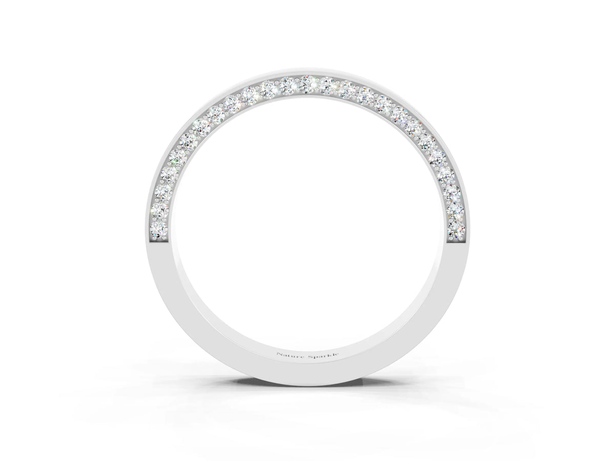 Round Moissanite Pavé Band in Silver with Channel Setting