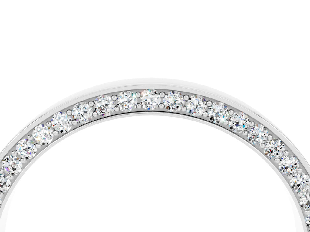 Round Moissanite Pavé Band in Silver with Channel Setting
