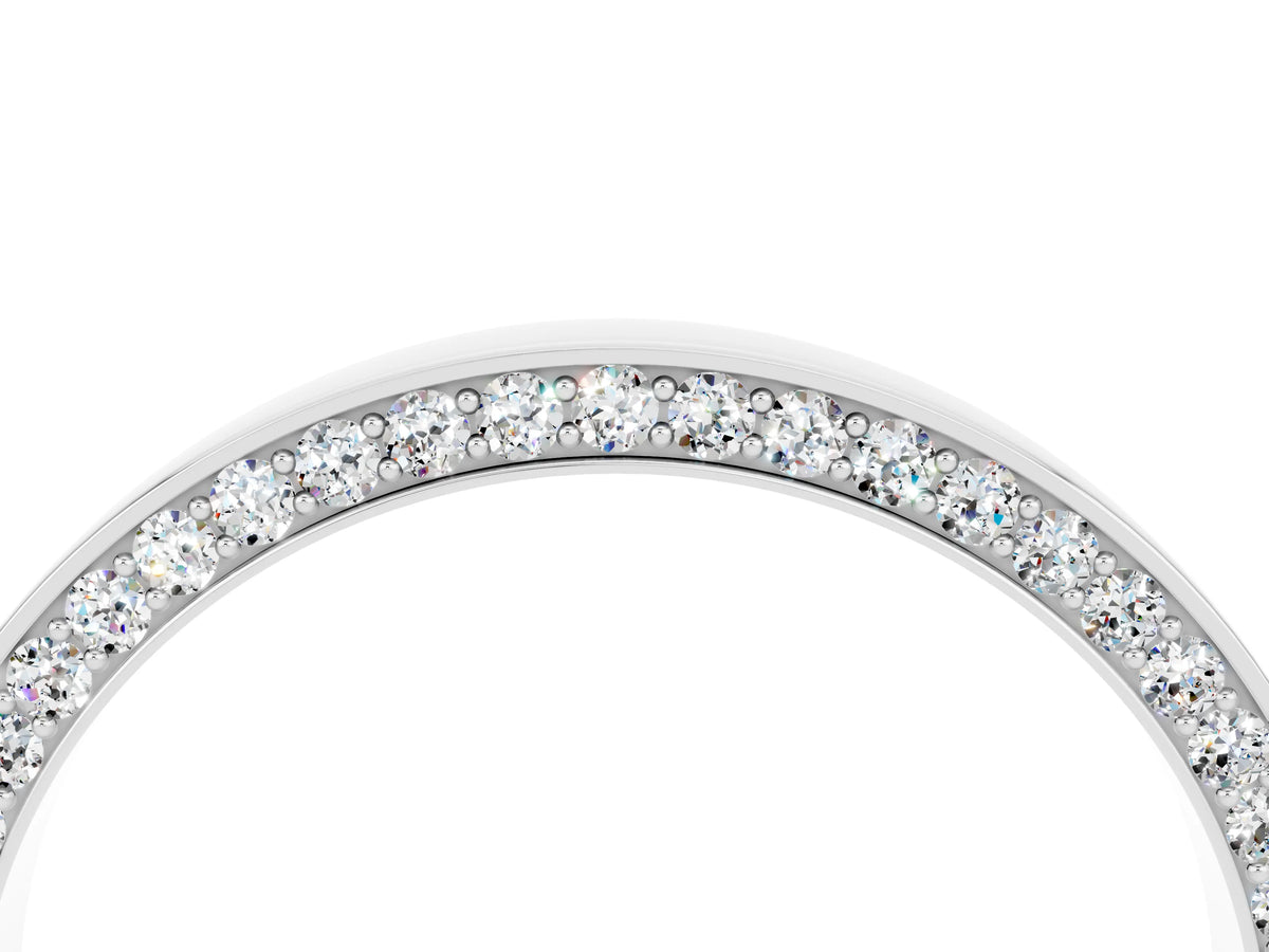 Round Moissanite Pavé Band in Silver with Channel Setting