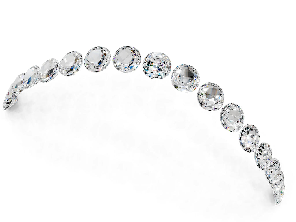 Round Moissanite Pavé Contoured Band in White gold with Shared Prong Setting
