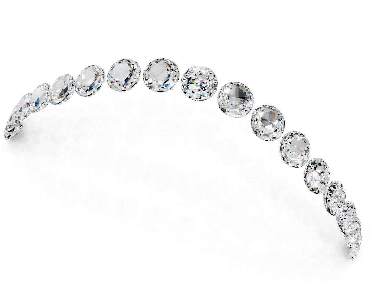 Round Moissanite Pavé Contoured Band in White gold with Shared Prong Setting