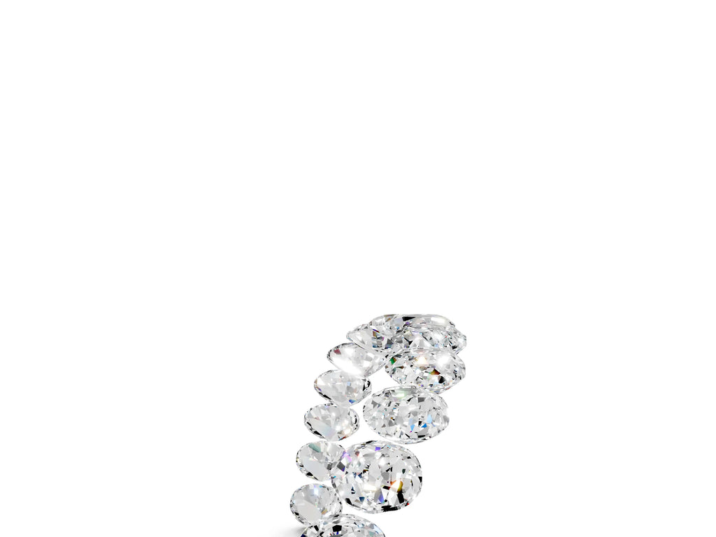 Round Moissanite Pavé Contoured Band in White gold with Shared Prong Setting