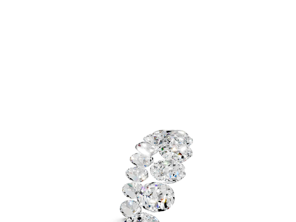 Round Moissanite Pavé Contoured Band in White gold with Shared Prong Setting