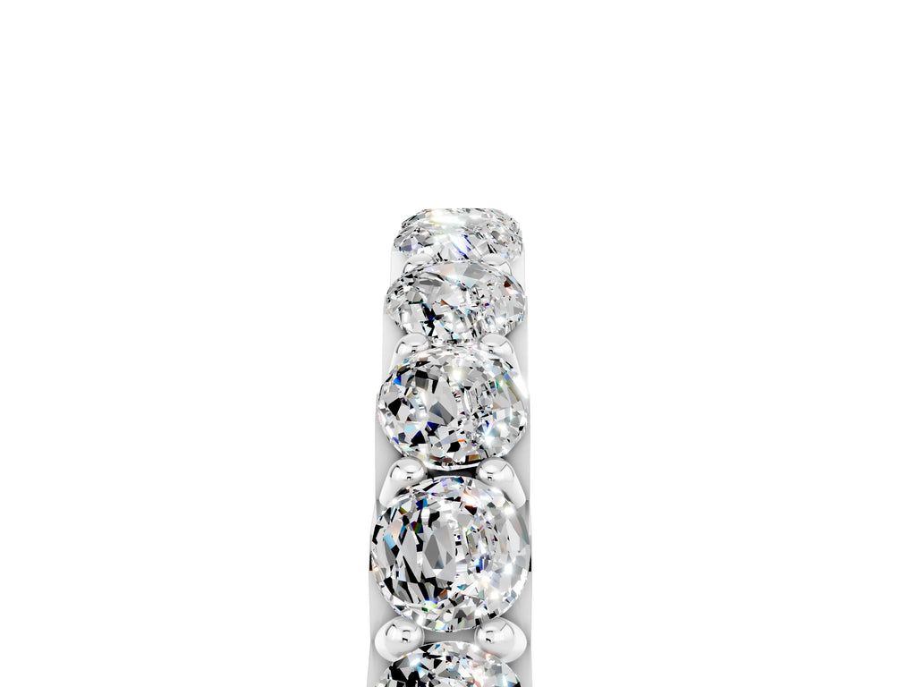 Round Moissanite Polished Half Eternity Band in White gold with Classic Prong Setting