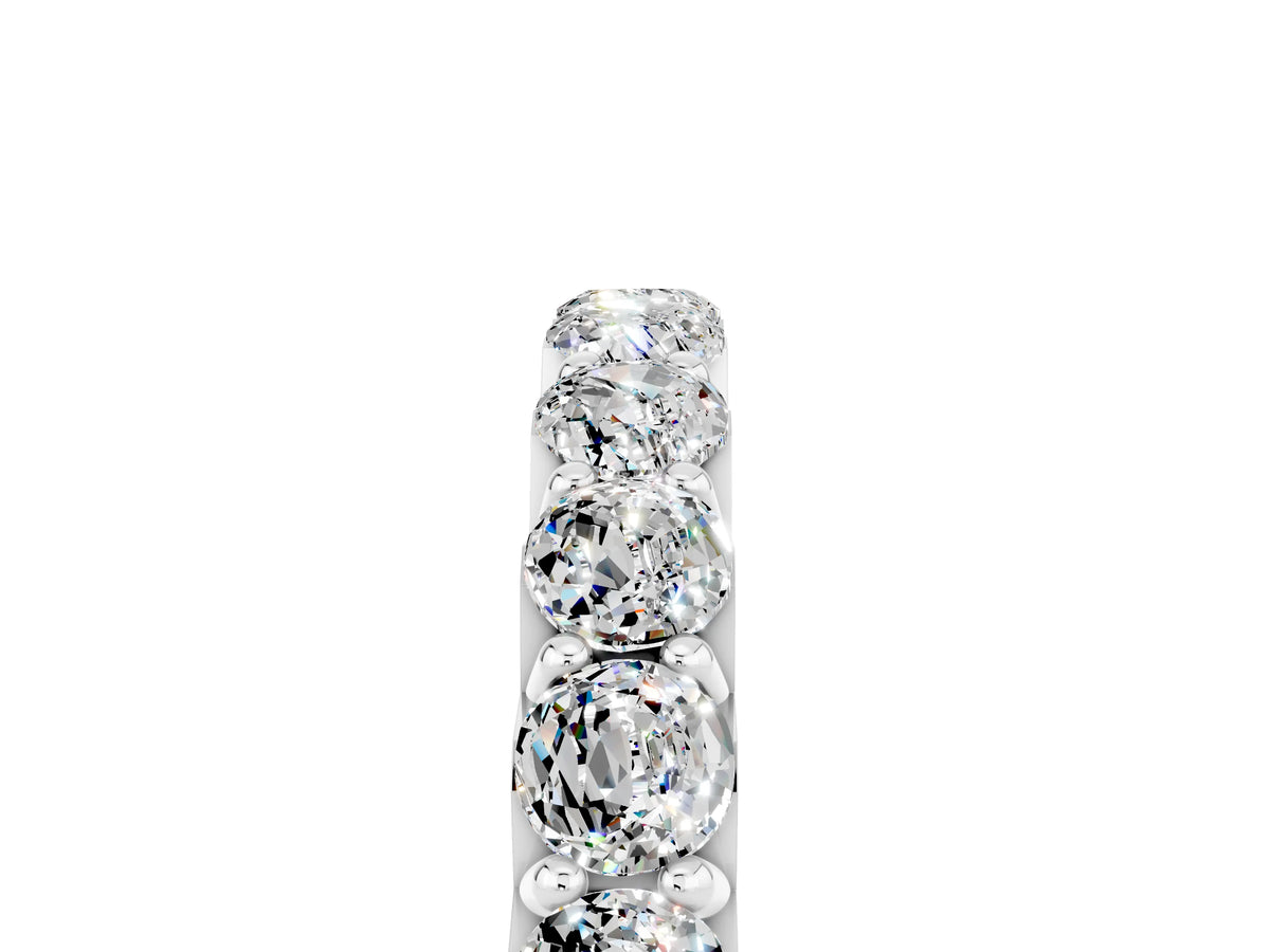 Round Moissanite Polished Half Eternity Band in White gold with Classic Prong Setting