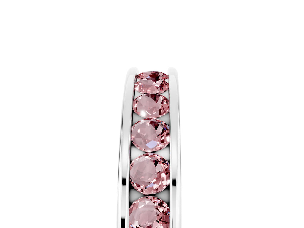 Round Morganite Eternity Band in Platinum with Smooth Channel Setting
