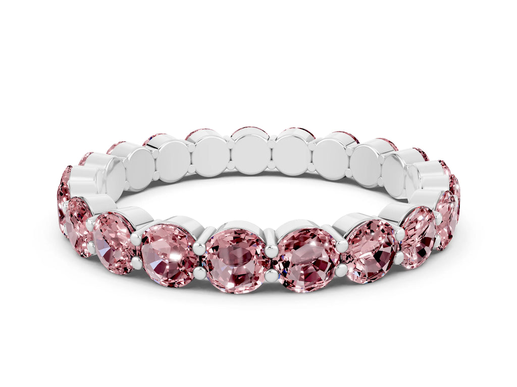 Round Morganite Eternity Band in Silver with U-Prong Setting