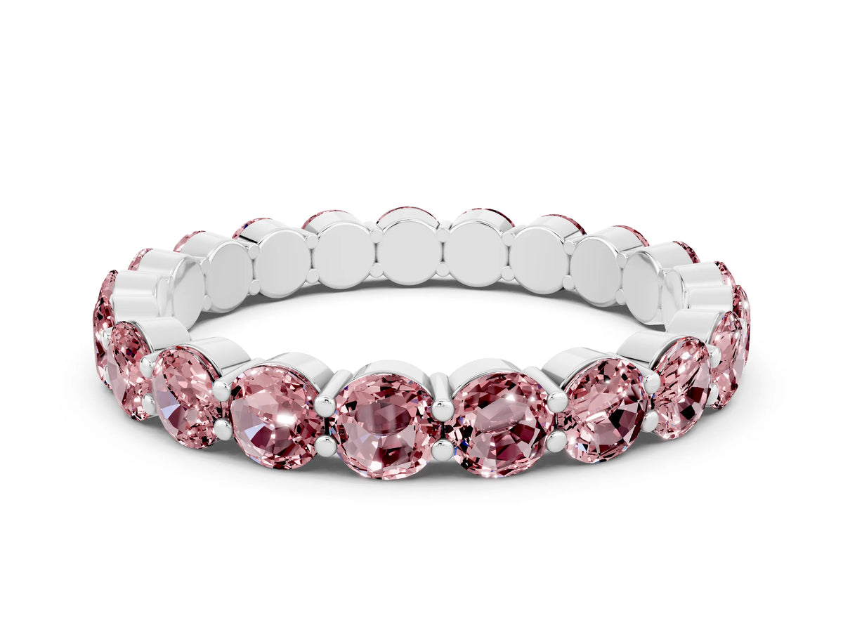 Round Morganite Eternity Band in Silver with U-Prong Setting