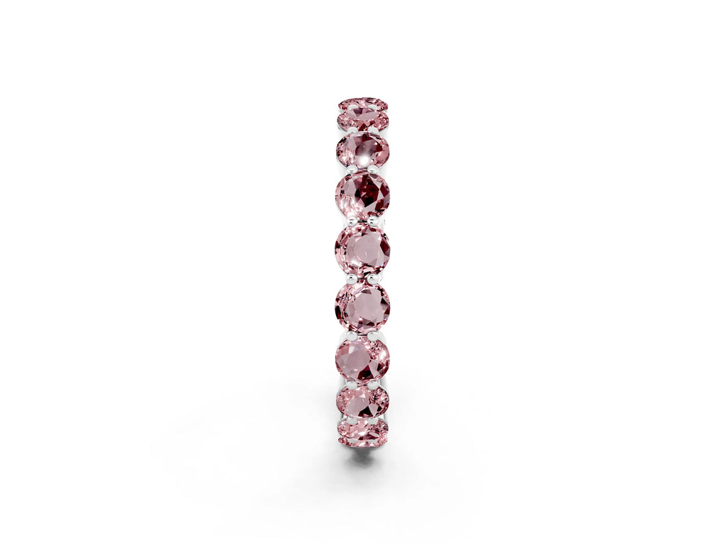 Round Morganite Eternity Band in Silver with U-Prong Setting