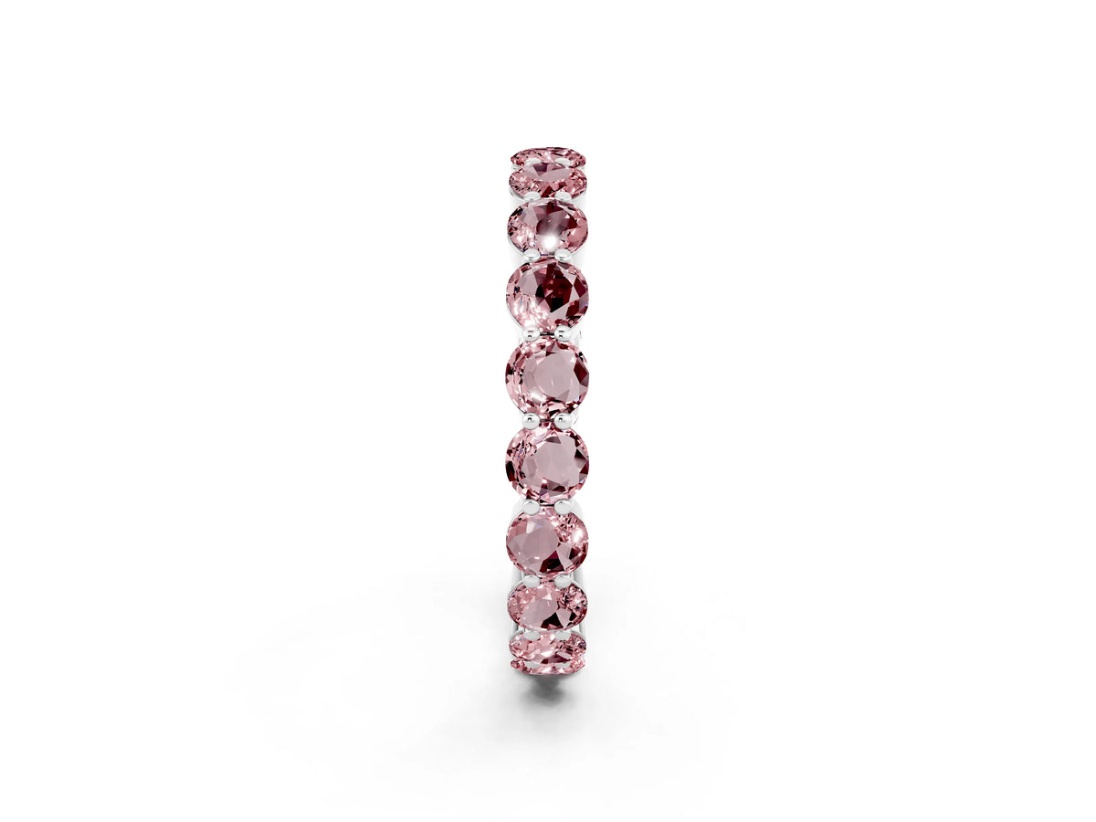 Round Morganite Eternity Band in Silver with U-Prong Setting