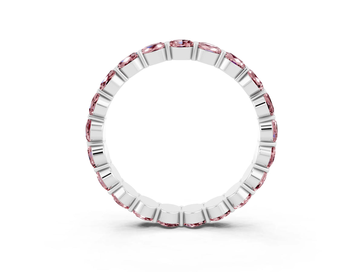 Round Morganite Eternity Band in Silver with U-Prong Setting