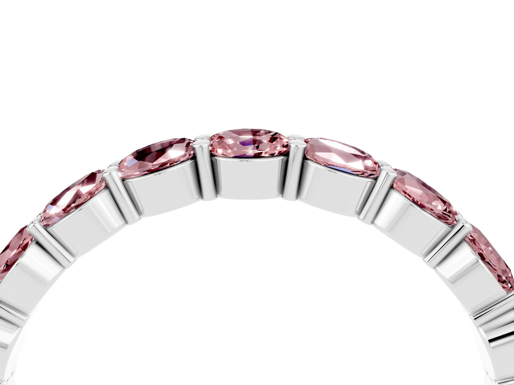 Round Morganite Eternity Band in Silver with U-Prong Setting