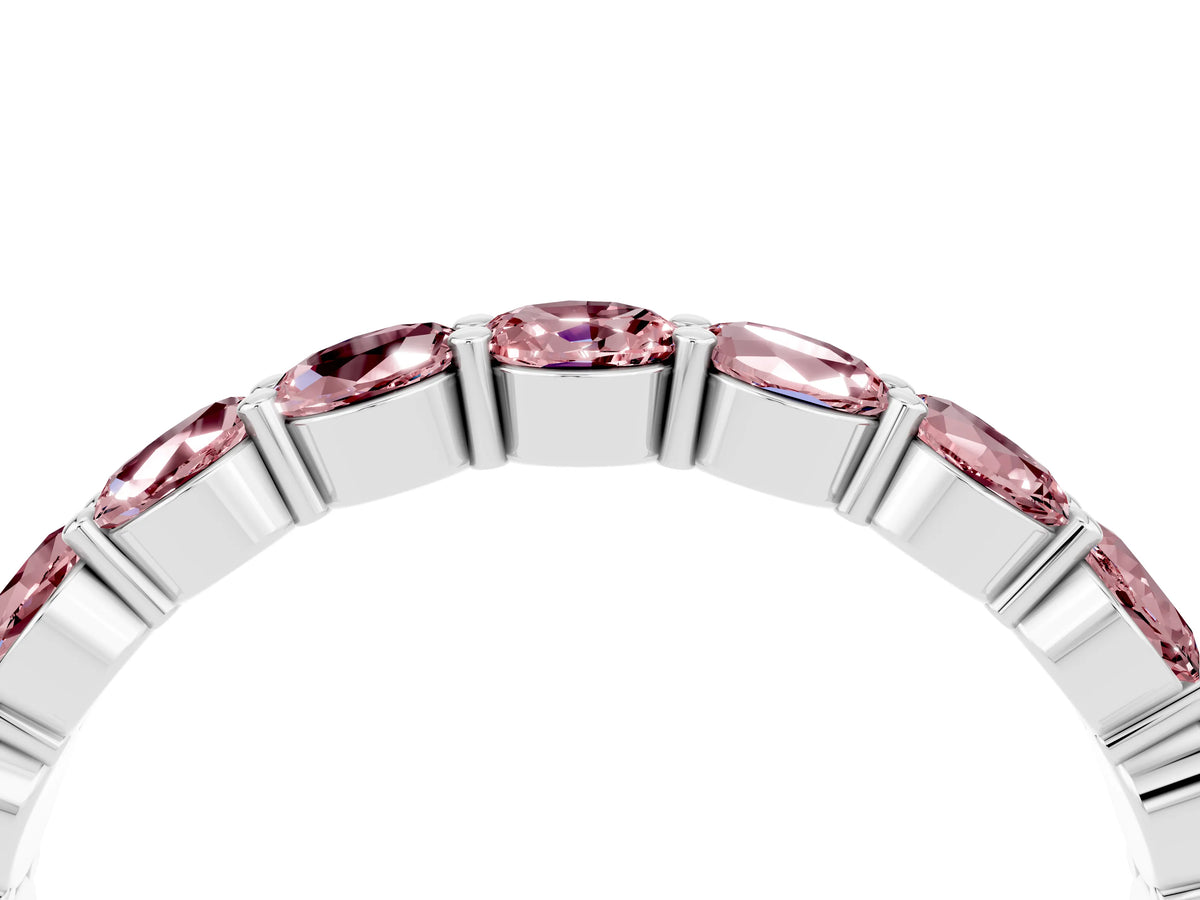 Round Morganite Eternity Band in Silver with U-Prong Setting