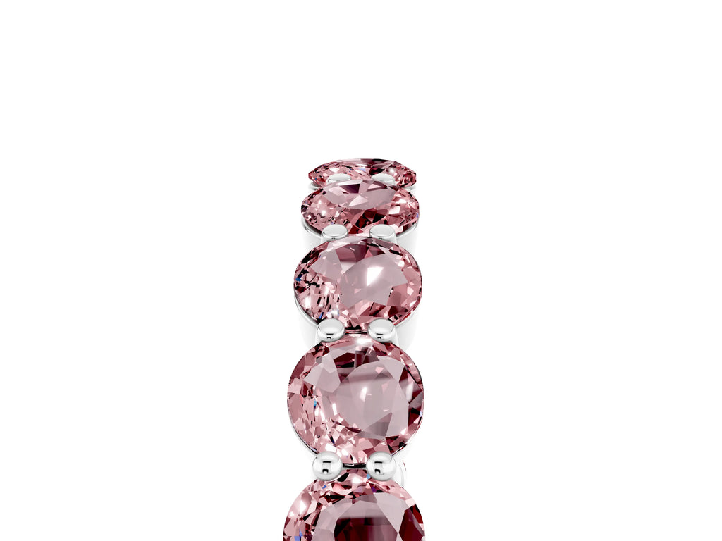 Round Morganite Eternity Band in Silver with U-Prong Setting