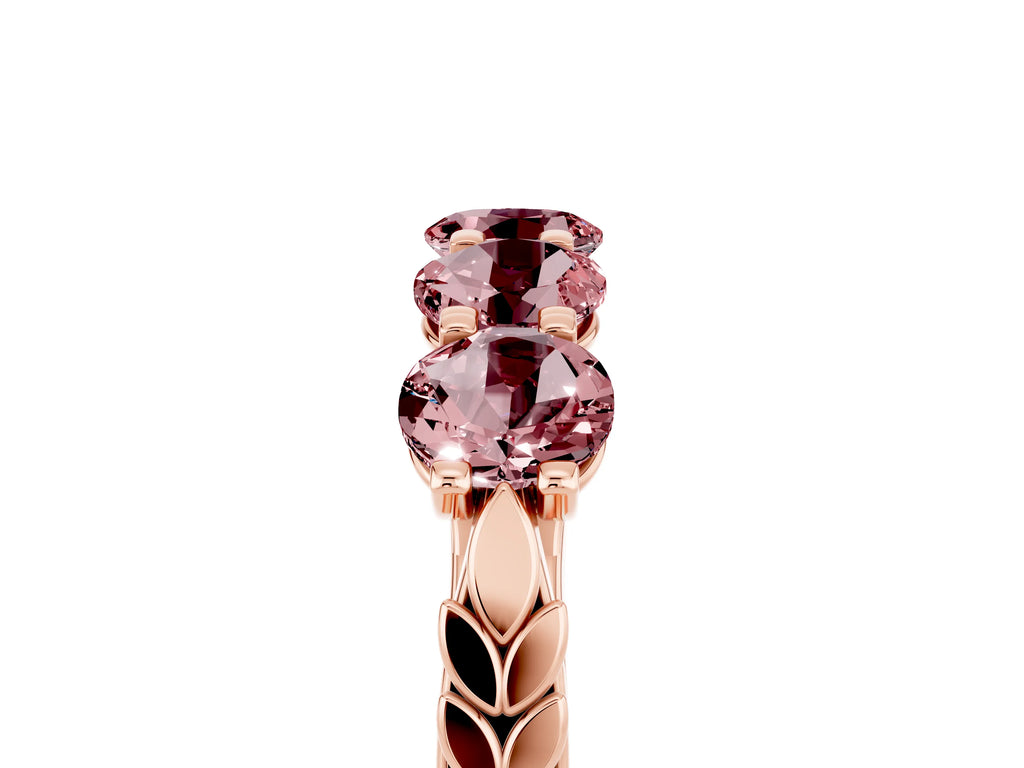 Round Morganite Five-Stone Band in Rose gold with Prong Setting