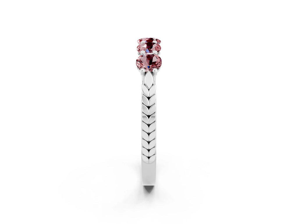 Round Morganite Five-Stone Band in White gold with Prong Setting