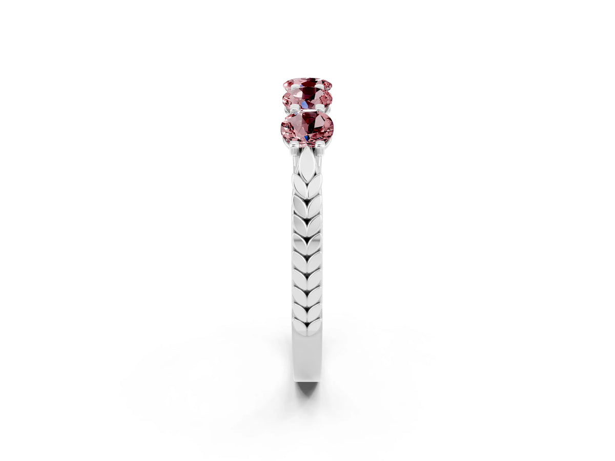 Round Morganite Five-Stone Band in White gold with Prong Setting