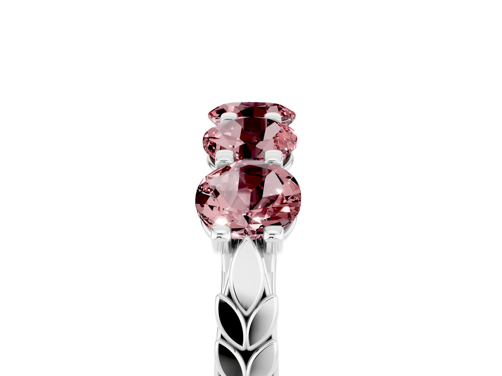 Round Morganite Five-Stone Band in White gold with Prong Setting