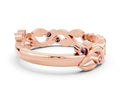 Round Morganite Leaf Motif Eternity Band in Rose gold with Bezel Setting