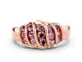 Round Morganite Multi-Row Crossover Band in Rose gold with Polished Curves