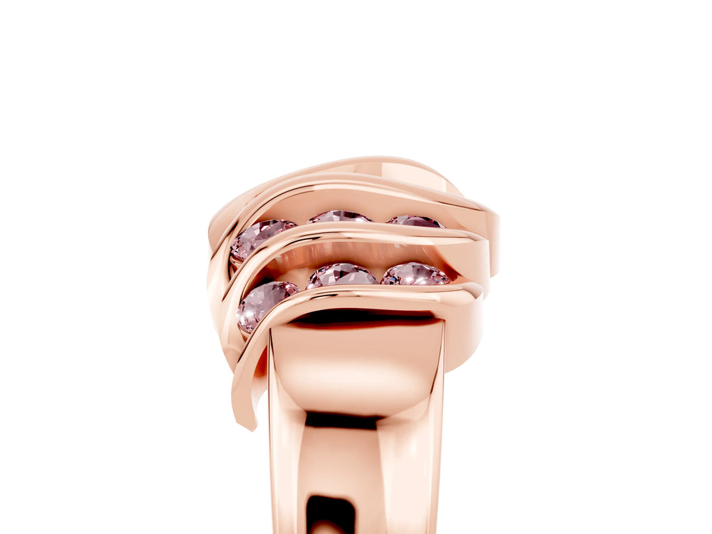 Round Morganite Multi-Row Crossover Band in Rose gold with Polished Curves