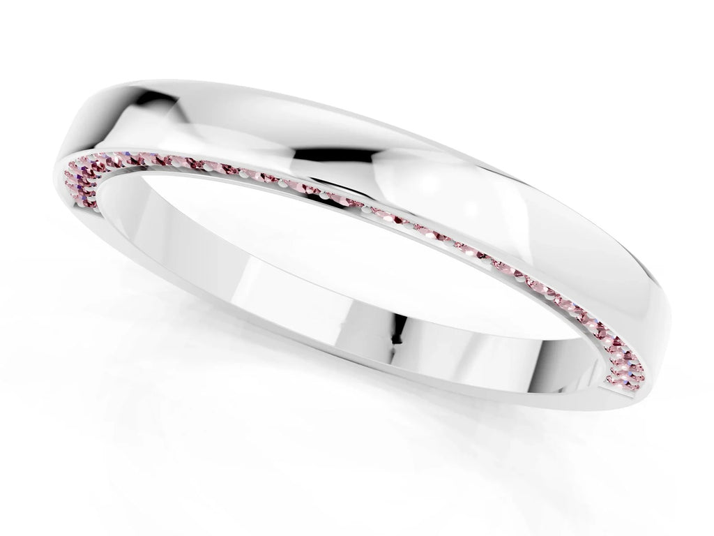 Round Morganite Pavé Band in Silver with Channel Setting 