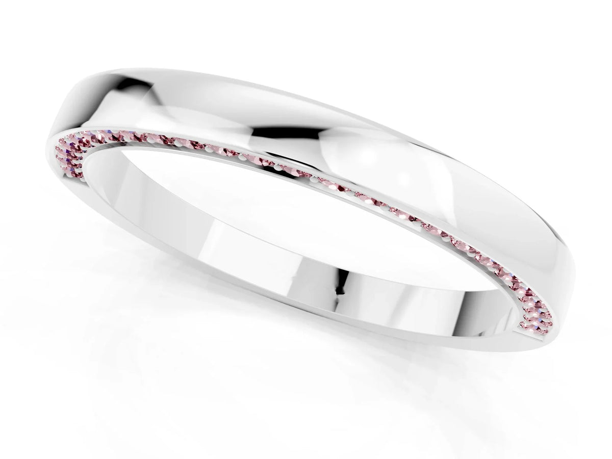 Round Morganite Pavé Band in Silver with Channel Setting 