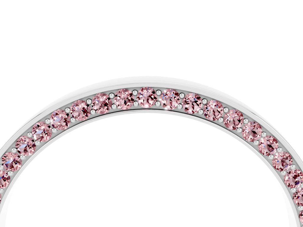Round Morganite Pavé Band in Silver with Channel Setting