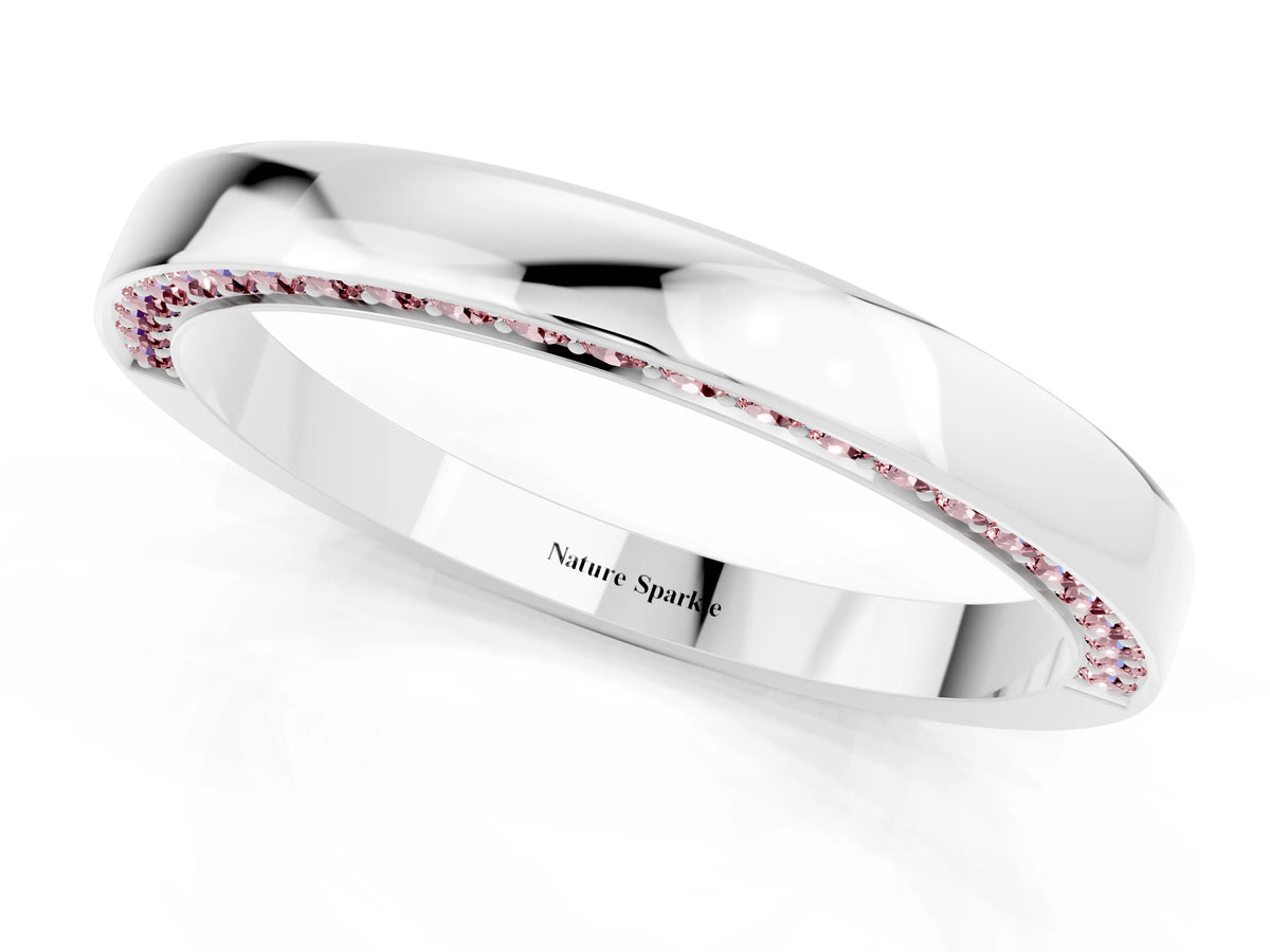 Round Morganite Pavé Band in White gold with Channel Setting