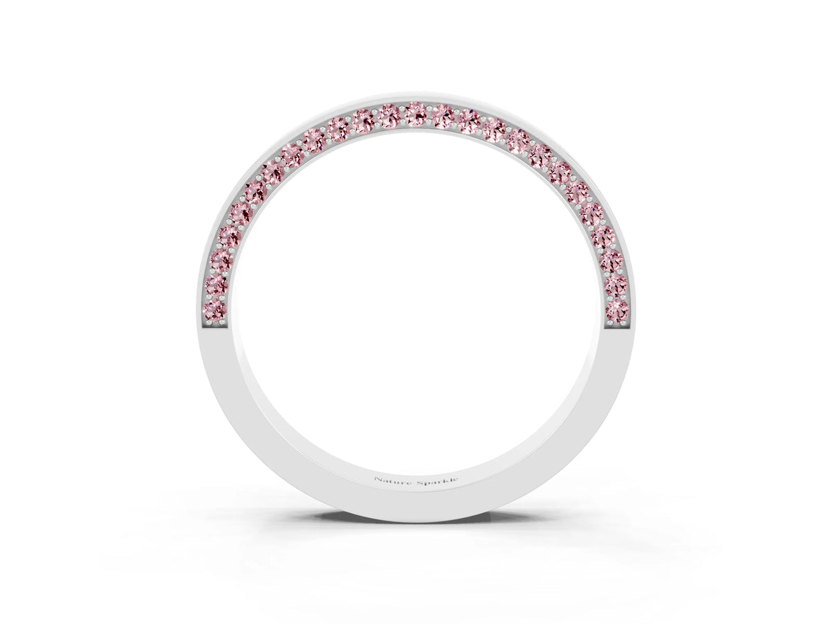 Round Morganite Pavé Band in White gold with Channel Setting