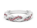 Round Morganite Pavé Twist Eternity Band in Platinum with Shared Prong Setting