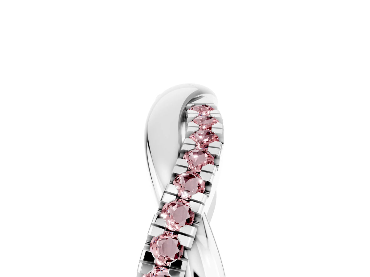 Round Morganite Twisted Infinity Band in Platinum with Prong Setting