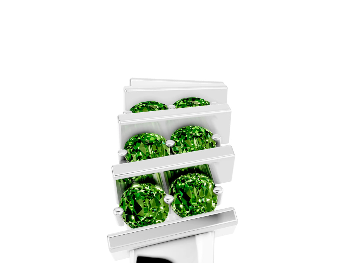 Round Peridot Anniversary Band in Silver with Channel Setting and Vertical Prongs