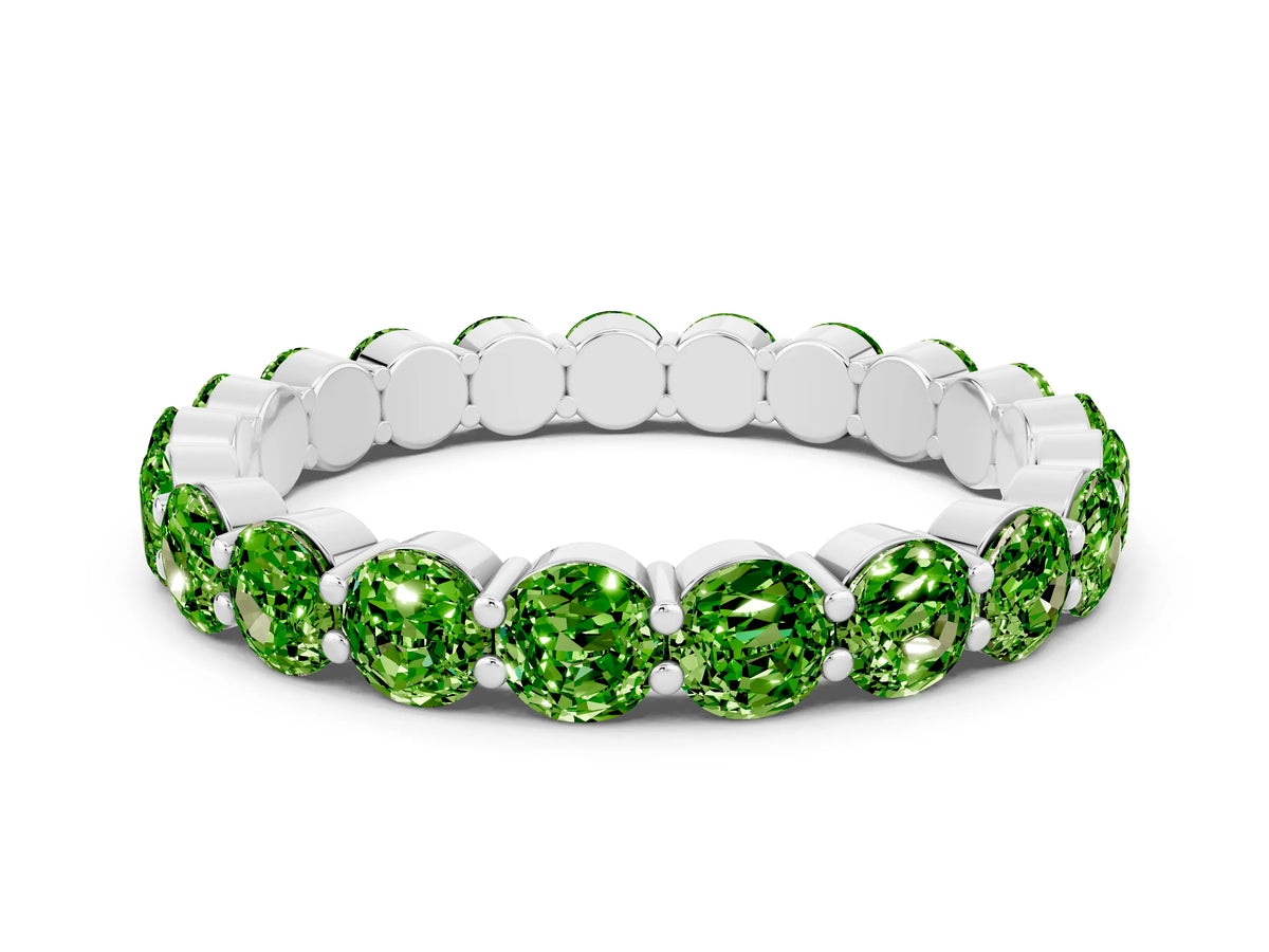 Round Peridot Eternity Band in White gold with U-Prong Setting