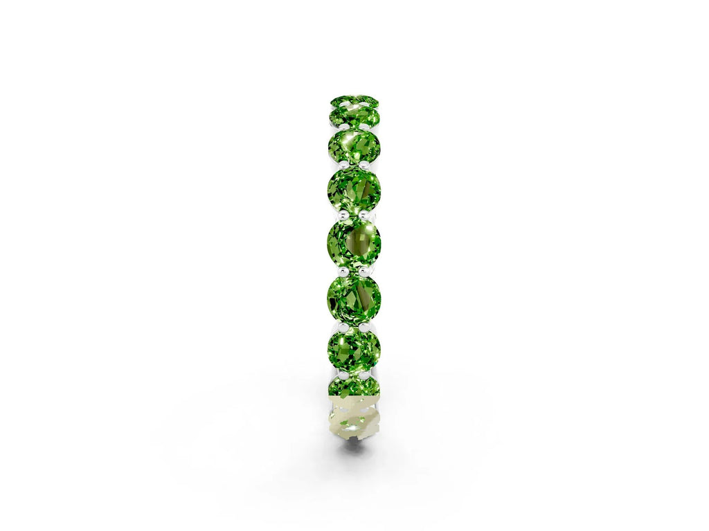 Round Peridot Eternity Band in White gold with U-Prong Setting 