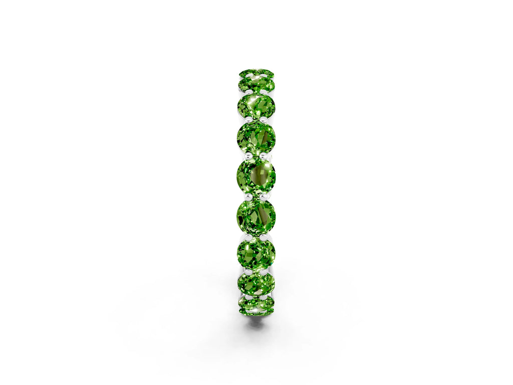 Round Peridot Eternity Band in White gold with U-Prong Setting