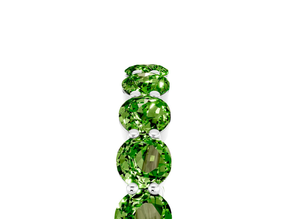 Round Peridot Eternity Band in White gold with U-Prong Setting