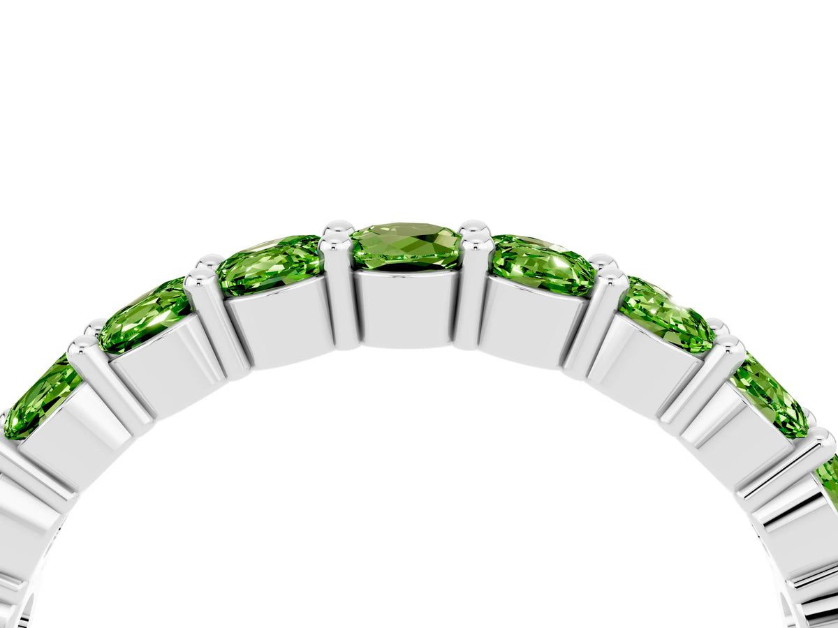 Round Peridot Half Eternity Band in White gold with Classic Prong Setting
