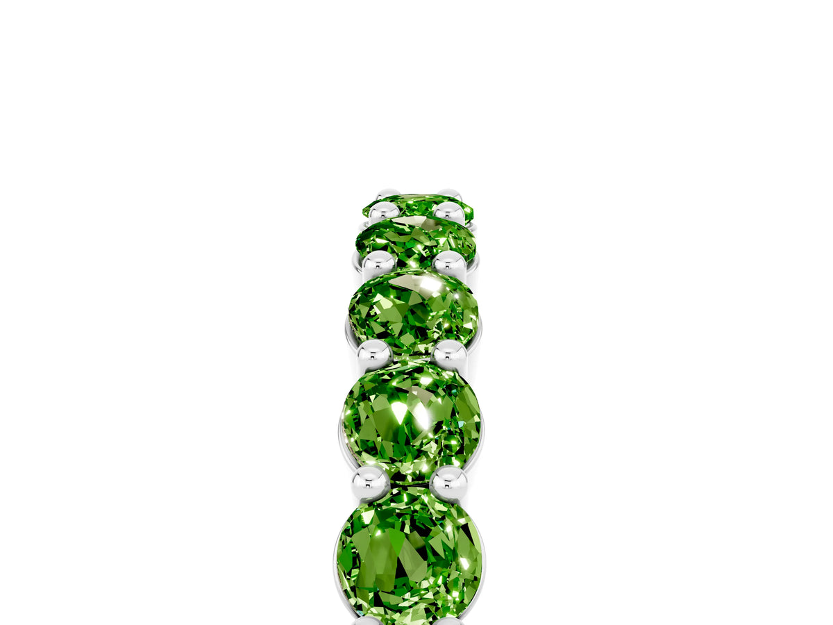 Round Peridot Half Eternity Band in White gold with Classic Prong Setting