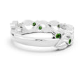 Round Peridot Leaf Motif Eternity Band in Platinum with Bezel Setting