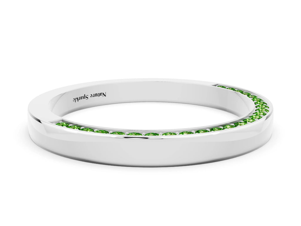 Round Peridot Pavé Band in Platinum with Channel Setting