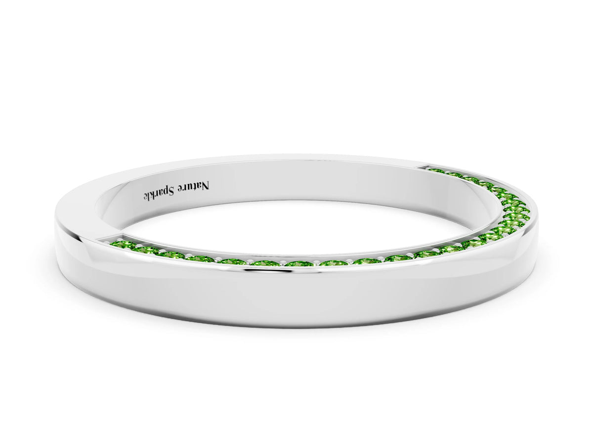 Round Peridot Pavé Band in Platinum with Channel Setting