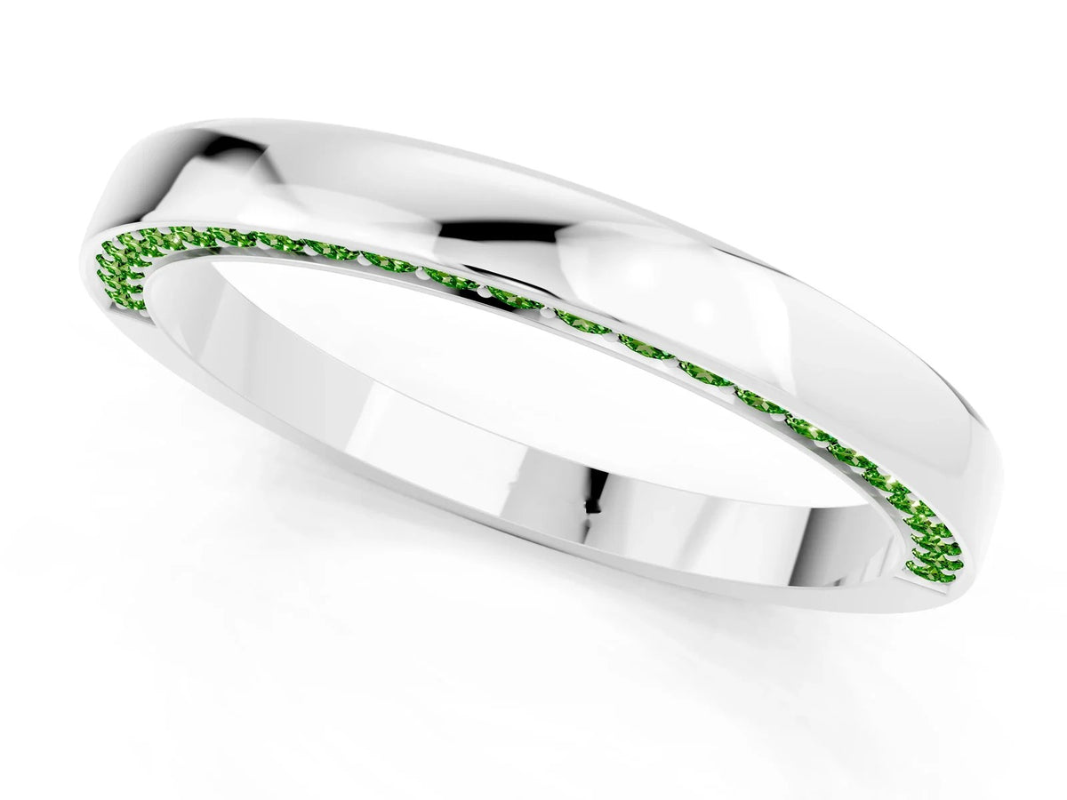 Round Peridot Pavé Band in Platinum with Channel Setting 