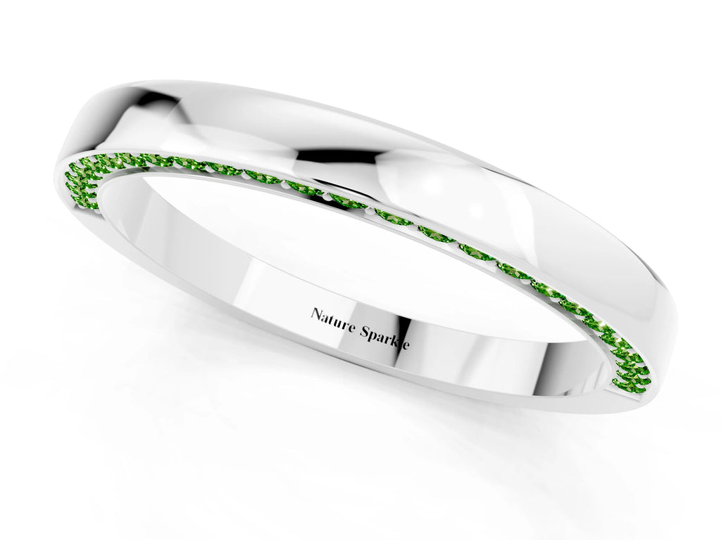 Round Peridot Pavé Band in Platinum with Channel Setting